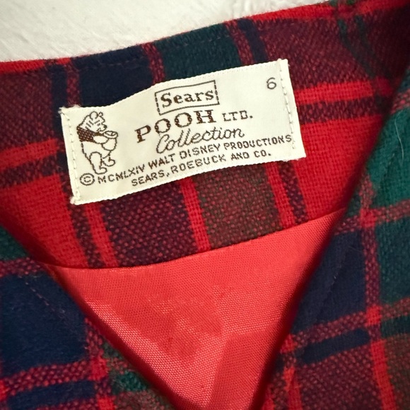 Sears Vintage Pooh Limited Edition Red and Green Blazer Classic Plaid Wool-Blend - Picture 3 of 9